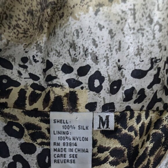 VTG Fuda International Leopard Tiger Silk Full Zip Bomber Jacket Animal Print - Picture 6 of 6